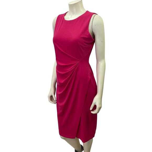 Taylor Sleeveless Hot Pink Ruched Sheath Dress Knee-Length Womens‎ Elegant 10 - Picture 5 of 8